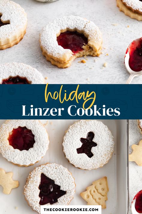 Austrian Desserts, Linzer Cookies Recipe, Christmas Classics, The Cookie Rookie, Homemade Recipes Dessert, Linzer Cookies, Cookie Rookie, Delicious Brownies, Easy No Bake Desserts