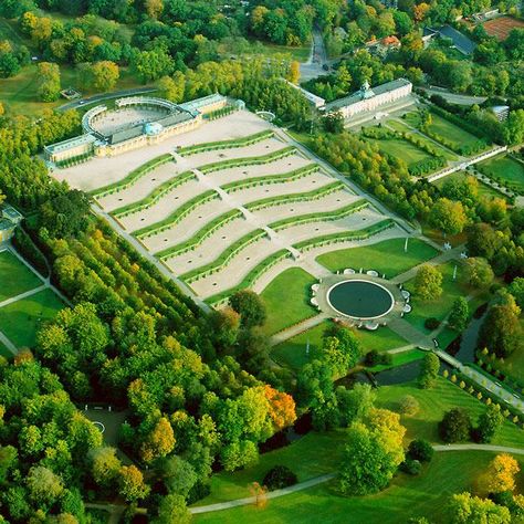 sanssouci park - Google Search Sanssouci Palace, Potsdam Germany, Frederick The Great, French Baroque, Germany Castles, Summer Escape, Rococo Style, Aerial Photo, Central Europe