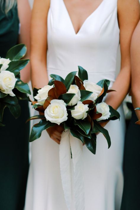 Classic Winter Wedding in downtown Winston-Salem | Winston-Salem Real Weddings | Photographer LINDLEY BATTLE | Magnolia Rouge: Fine Art Wedding Blog | Brides | Wedding Dresses | Wedding Bouquets Magnolia Bridal Bouquet, Gardenia Bouquet, Classic Winter Wedding, Downtown Winter, White Rose Bridal Bouquet, Magnolia Bouquet, Bhldn Wedding Dress, Winston Salem North Carolina, Bhldn Wedding