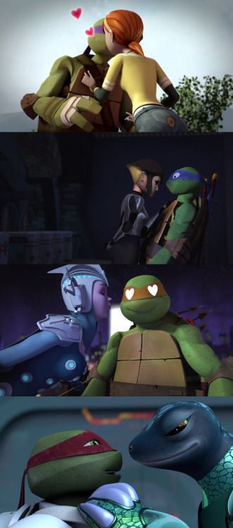 Donnie and April Leo and Karai Mikey and Renet Raph and Mona Lisa Tmnt Leo And Karai, Tmnt 2012 Raph And Mona, Mona X Raph, Leo And Karai Tmnt 2012, Leo And Mikey Tmnt 2012, Mikey X Renet Tmnt, Tmnt 2012 Leo X Karai, Tmnt 2012 Mikey And Raph, Leonardo X Karai