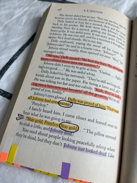 the outsiders by se hinton book annotations aesthetic The Outsiders Annotations, The Outsiders Quotes Book, That Was Then This Is Now Se Hinton, Book Annotations Aesthetic, Outsider Quotes, The Outsiders Aesthetic, Annotations Aesthetic, The Outsiders Book, Outsiders Book