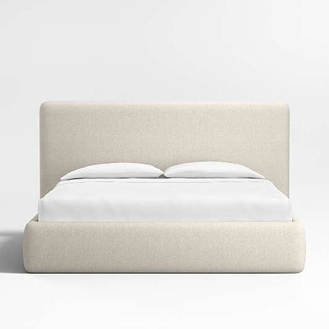 King Bed Frames | Crate & Barrel White Bed Upholstered, Minimal Bed Frame, Detroit Apartment, White Upholstered Bed, Linen Upholstered Bed, Upholstered King Bed, Upholstered Queen Bed, Venice House, White Bed Frame