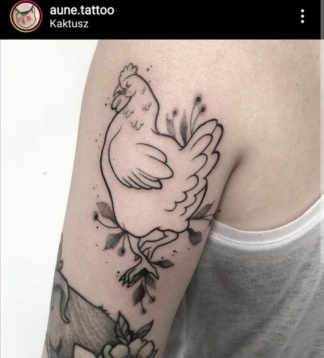 Chicken With Flowers Tattoo, Chicken Tattoo Design, Farm Tattoo, Chicken Tattoo, Flowers Tattoo, Moon Tattoo, All Tattoos, Flower Tattoos, Cute Tattoos