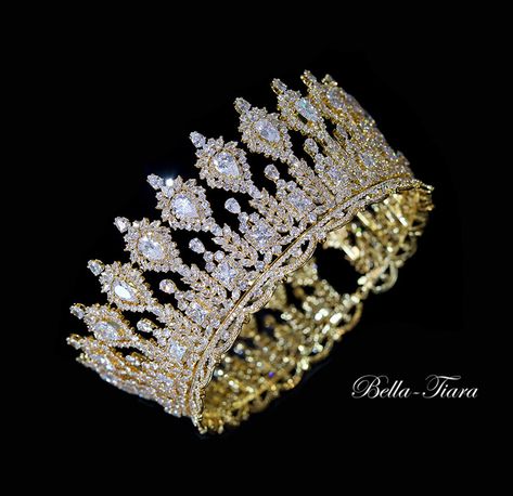 Athena - Gold Swarovski Crystal Crown Tiara Queen Athena, Gold Wedding Crown, Crystal Crown Tiaras, Tiara Gold, Swarovski Tiara, Crystal Wedding Tiaras, Crystal Crown Wedding, Crystal Purse, Wedding Necklace Set