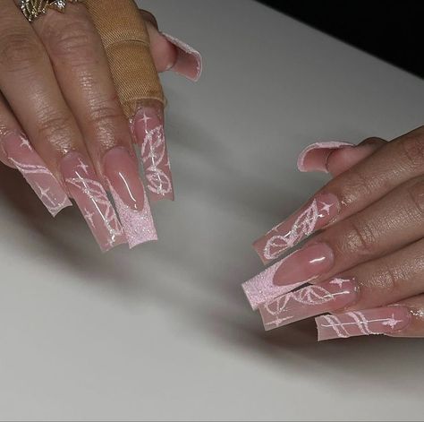 Fairy Nails Pink, White Fairy Nails, Fairy Acrylic Nails, Pink Fairy Nails, Fairy Nails Acrylic, Fairy Nails Designs, Fairy Inspired Nails, Official Nails, Nail Nail Designs