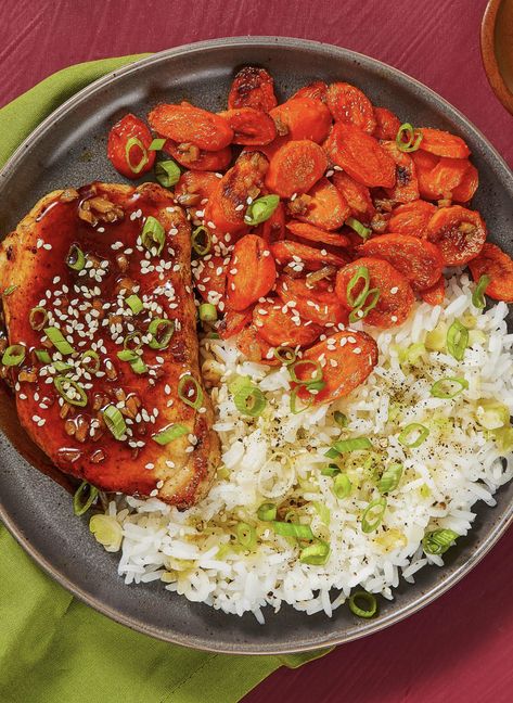 Easy Pork Recipe, Scallion Rice, Teriyaki Pork Chops, Ginger Carrots, Hellofresh Recipes, Marley Spoon Recipes, Homesick Texan, Tiffy Cooks, Teriyaki Pork