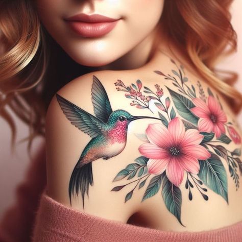 Feminine Tattoos Unveiled: Beyond Butterflies, Roses and Heart Inks | Pocoko Tattoo Ideas Placement, Dainty Hummingbird Tattoo, Hummingbird Tattoo Ideas, Tattoo For My Son, Purple Tattoos, Rose Tattoos For Women, Butterfly Tattoos For Women, Mommy Tattoos, Tattoos For Women Flowers