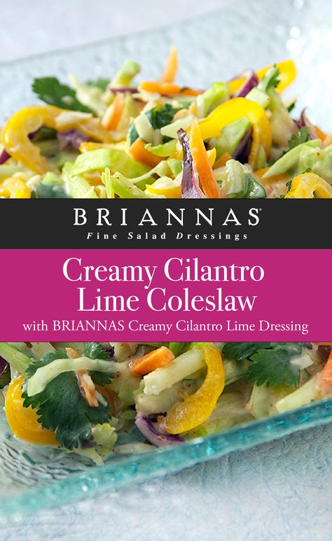 There are a lot of coleslaw recipes out there, but none quite like ours! And the best part? This tart and tangy fan favorite can be prepared in less than 10 minutes! Cilantro Lime Coleslaw, Cilantro Lime Dressing Recipe, Lime Coleslaw, Coleslaw Recipes, Cilantro Lime Slaw, Cilantro Lime Dressing, Lime Recipes, Dressing Recipes, Lime Dressing