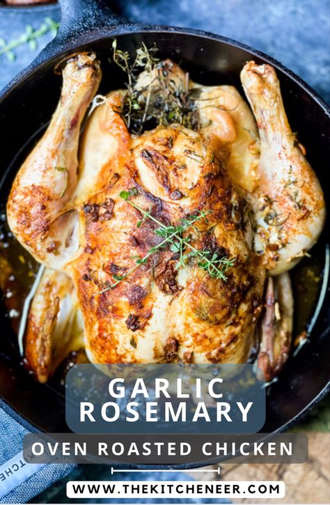 Roasted Chicken With Rosemary, Rosemary Whole Chicken Baked, Whole Rosemary Chicken, Rosemary Butter Chicken, Whole Chicken Rosemary Recipes, While Chicken Recipe Oven, Lemon Rosemary Roasted Whole Chicken, How To Roast A Chicken In The Oven Easy, Lemon Rosemary Roasted Chicken