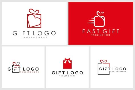 Vector gift logo template modern design | Premium Vector #Freepik #vector #love-box #heart-ribbon #ribbon-box #red-gift Ribbon Logo Design, Shopping Logo, Ribbon Logo, Heart Ribbon, Gift Logo, Ribbon Box, Minimal Gifts, Love Box, Logo Gifts