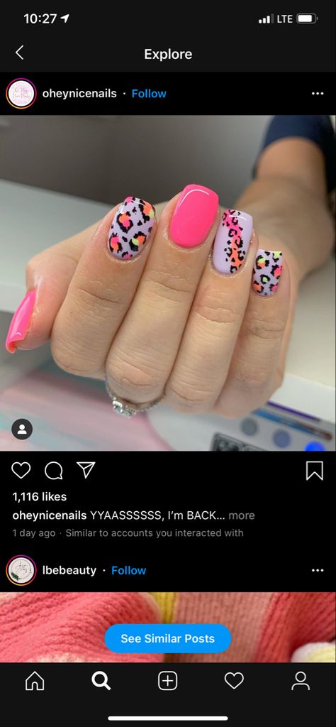 Bright Cheetah Print Nails, Gel Nails Holiday Summer, Summer Cheetah Nail Designs, Cheer Mom Nails, Cheetah Summer Nails, Bright Leopard Nails, Bright Holiday Nails Summer, Spring Cheetah Nails, Bright Animal Print Nails