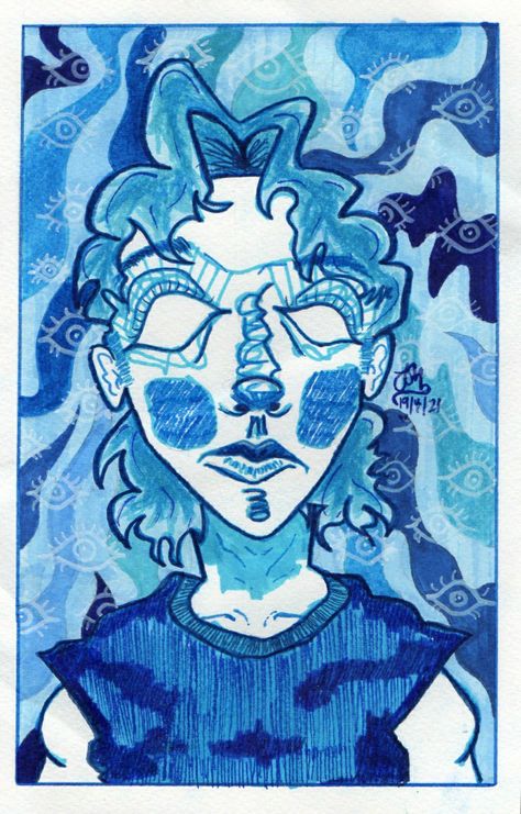 Monochromatic Blue Painting, Monochromatic Sketches, Monochromatic Abstract Art, Blue Things To Draw, Monochromatic Drawing, Blue Sketch, Monochromatic Painting, Face Abstract, Monochromatic Art