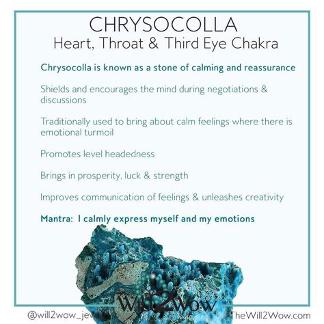 Chrysocolla: Used for Calmness, Reassurance, Level-Headedness, Luck, and Communication Fluorite Gemstone, Crystal Guide, Crystals Healing Properties, Crystals Healing, Gemstone Meanings, Crystal Therapy, Meditation Crystals, Crystal Healing Stones, Crystal Magic