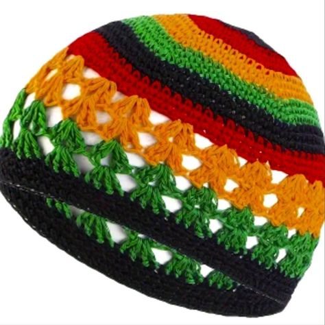 Nilcashopper Boutique Accessories | Hand Crochet Beanie Rasta Hat Multi Color | Color: Green/Orange | Size: Os Hat Crochet Pattern Free, Rasta Hat, Hat Crochet Pattern, Crochet Beanie Pattern, Crochet Hats Free Pattern, Crochet Patterns Free Blanket, Travel Shopping, News Boy Hat, Handmade Hat