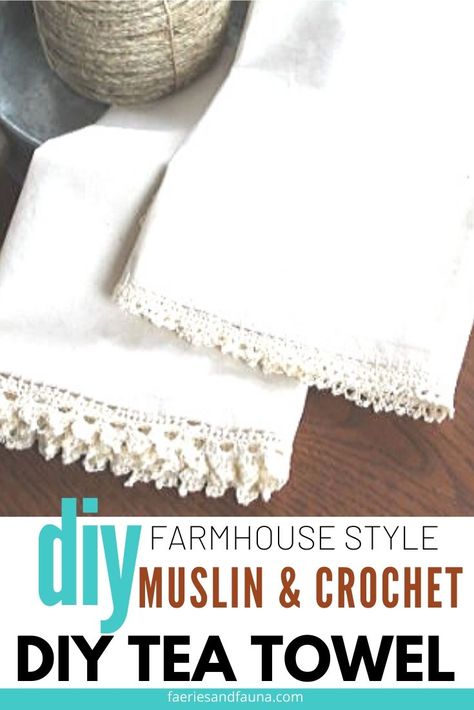 Easy to sew custom tea towel in a farmhouse style.Give a handmade gift to the foodies in your life. They'll love these DIY hostess gift towels. Diy Tea Towels, Galvanized Containers, Tea Towels Crafts, Diy Hostess Gifts, Crochet Farm, Tea Towels Diy, Galvanized Decor, Diy Tea, Crochet Edgings