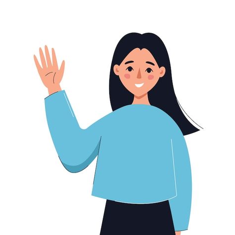 Hi Illustration, Soft Illustration, Vector Girl, Saying Hello, Cordless Phone, Reaction Face, Girls Illustration, Flat Illustration, Say Hi