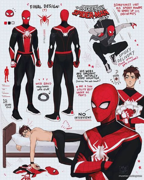 Spider Man All Versions, Spiderman All Suits, Spider Man Fan Art Suit, Spider Man Redesign Suit, Custom Spiderman Suits Drawing, X Men Suit Design, Spiderman Oc Art Suit, Oc Spiderman Suit, Spiderman Suits Design