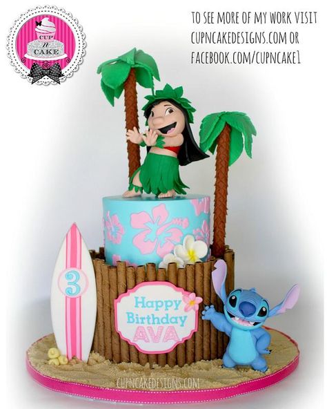 Lilo And Stitch Cake, Stitch Cake, Buttermilk Cake, Disney Birthday Cakes, Fondant Cake Toppers, Girl Birthday Decorations, Raspberry Filling, Disney Cakes, Disney Birthday