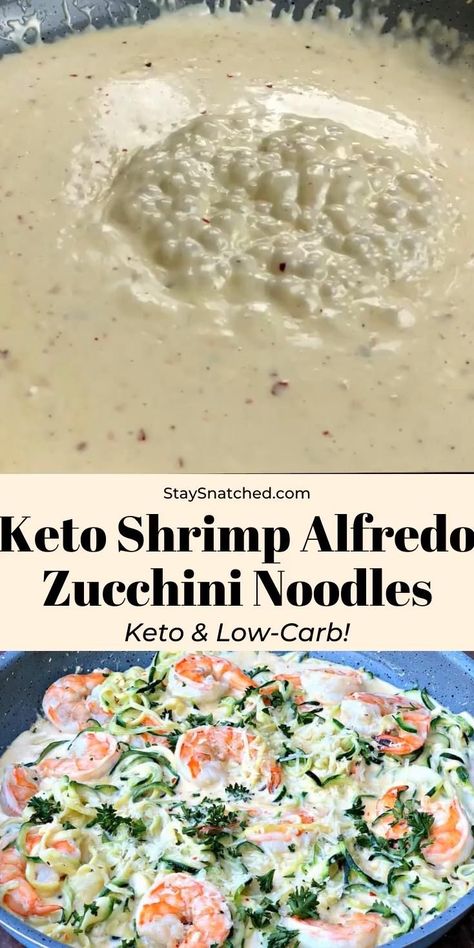 Keto Shrimp Alfredo, Alfredo Zucchini Noodles, Garlic Shrimp Alfredo, Creamy Garlic Shrimp, Keto Shrimp Recipes, Keto Shrimp, Shrimp Alfredo, Resep Diet, Keto Diet Food List