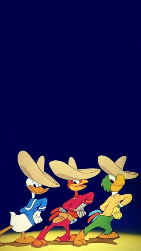 Three Caballeros Wallpaper, Disney Backgrounds, The Three Caballeros, 70s Cartoons, Disney Fantasia, Three Caballeros, Fantasia Disney, Disney Duck, Disney Background