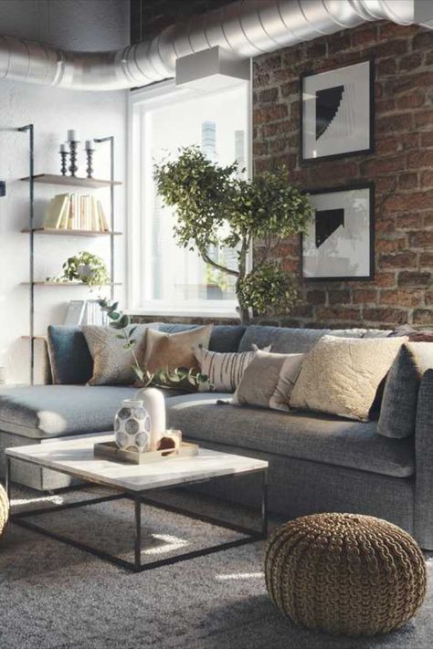 Costco Couch, Warm Industrial Living Room, Industrial Chic Living Room, Living Room Ideas Industrial, Vintage Industrial Living Room, Industrial Living Room Ideas, Rustic Industrial Living Room, Estilo Industrial Chic, Industrial Living Room Furniture