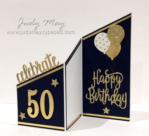 80th Birthday Cards, Idee Cricut, Tri Fold Cards, 50th Birthday Cards, Masculine Birthday Cards, Bday Cards, Birthday Cards For Women, Birthday Cards For Men, Shaped Cards