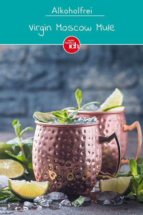 Ingwer-Fans werden unseren Virgin Moscow Mule lieben! Der alkoholfreie Cocktail ist super schnell und einfach gemacht kann direkt serviert werden. #sommergetränke #drinks #erfrischend #getränk #cocktails #cocktail #bowle #fruchtbowle #moscowmule#virginmoscowmule#alkoholfrei#alkoholfreiercocktail Alc Drinks, Winter Vodka Cocktails, Vodka Cocktails Easy, Party Essen, Moscow Mule Cocktail, Moscow Mules, Moscow Mule Recipe, Ginger Lemonade, Mule Recipe