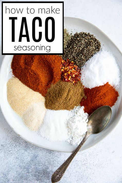 Easy Homemade Taco Seasoning #tacos #tacoseasoning #glutenfree #easyrecipe #tacoblend #seasoning | For this recipe and more visit, https://theforkedspoon.com/taco-seasoning/ via @theforkedspoon Easy Taco Seasoning Recipe, Taco Seasoning Easy, Taco Spice Mix, Keto Taco Seasoning, Mild Taco Seasoning, Make Taco Seasoning, Homemade Taco Seasoning Mix, Homemade Taco Seasoning Recipe, Taco Seasoning Recipe