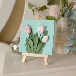 Table Decor Products To Refresh Mind & Soul - Inspire Uplift Light Pink Tulips, Small Table Decor, Small Canvas Painting, Lilies Of The Valley, Fall Canvas Painting, Wood Easel, Tulip Painting, Small Canvas Paintings, Unusual Things