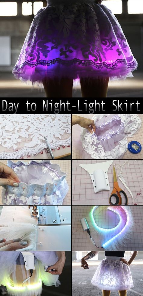 DIY Cosplay LED Skirt This detailed tutorial shows how to use LED Lights in DIY Fashion: “ “By using a pre-programmed LED chip from Cool Neon that can be controlled by remote, I avoided the need for arduino coding, making this project quite a simple... Creative Halloween Costumes Diy, Diy Halloween Costumes For Kids, Cosplay Tutorial, Cosplay Diy, Fantasias Halloween, Diy Halloween Costumes, Idea Diy, Halloween Costumes For Kids, Diy Halloween