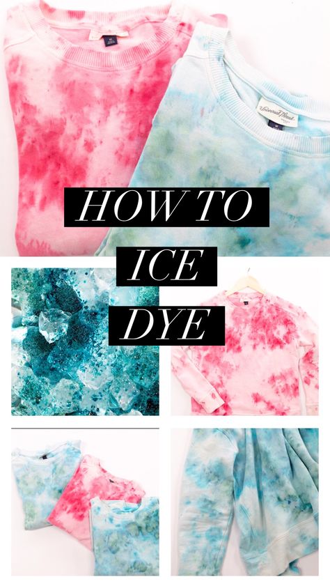 Tie Dye Techniques One Color, Bleaching Fabric Techniques, Watercolor Dye Fabric Diy, Family Tie Dye Shirts, Tye Dye With Ice, The Dye Shirt Ideas, Cute Tie Dye Outfits, Cloud Tie Dye Diy, Tye Dye Crumple Patterns