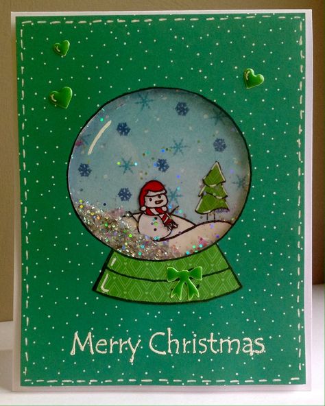 Snow Globe Christmas Cards, Diy Globe, Christmas Card Diy, Mini Album Scrap, Snow Globe Christmas, Diy Snow, Diy Snow Globe, Diy Paper Crafts Decoration, Christmas Appetizers