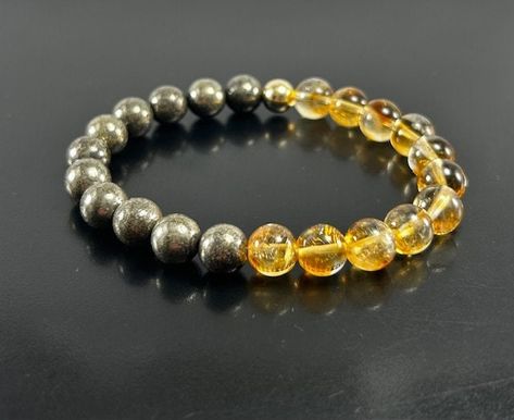 14K Gold ,Abundance Bracelet,High Quality 6mm 8mm Pyrite & Citrine Healing Crystal Bracelet,  Attract Wealth Prosperity Money Bracelets by CCsHealingCrystals on Etsy Abundance Bracelet, Citrine Bracelet, Pyrite Crystal, Crystal Healing Bracelets, Attract Wealth, Protection Stones, Citrine Crystal, Crystal Bracelet, Healing Crystal