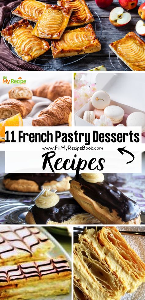 Easy Homemade Pastry Recipes, French Dessert Recipes Easy, French Baking Recipes Pastries, French Puff Pastry Desserts, French Breakfast Pastries, Shoe Pastry Recipes, French Patisserie Recipes, French Puff Pastry Recipes, Pastry Recipes From Scratch