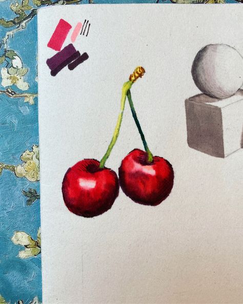 Cherries drawn with alcohol markers 🍒 Simple Alcohol Marker Drawing, Cute Cherry Drawing, Red Sketchbook, Alcohol Marker Drawings, Cherry Drawing, Sketch Markers, Marker Drawing, Drawing Inspo, Art Prompts