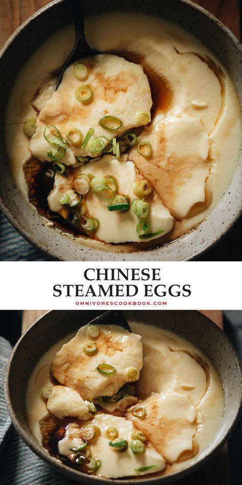 Asian Egg Recipe, Chinese Breakfast, Chinese Egg, Steamed Eggs, Steam Recipes, Chinese Cooking, Delicious Dinner Recipes, Asian Dishes, Breakfast Dishes