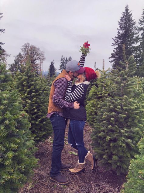 #Mistletoe #Christmas #TreeFarm #CouplePictures #Holiday Mistletoe Photo, Couple Cards, Christmas Couple Photos, Christmas Couple Pictures, Couples Picture, Christmas Family Photoshoot, Christmas Couples, Mistletoe Christmas, Christmas Mini Sessions