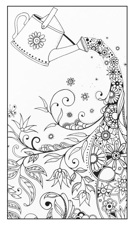 Magical watering can - The magical watering can. From the gallery : Flowers And Vegetation. Keywords : Magic, Watering can. Just Color : Discover all our printable Coloring Pages for Adults, to print or download for free ! Coloring Pages For Teenagers, Coloring Adult, Coloring Pages For Grown Ups, Adult Colouring Pages, Colouring Printables, Coloring Pages For Adults, Pola Sulam, Flower Coloring Pages, Color Therapy