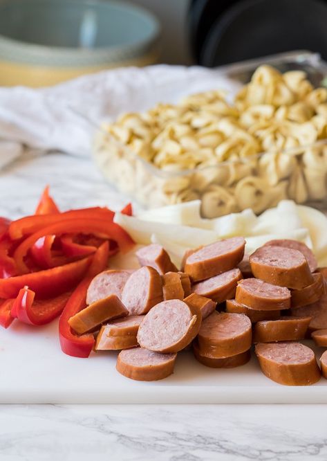 Recipes With Sausage Kielbasa, Pasta Recipes With Sausage, Sausage Tortellini Skillet, Recipes With Sausage, Creamy Sausage Tortellini, Polish Sausage Recipes, Tortellini Skillet, Crock Pot Tortellini, Cheese Tortellini Recipes