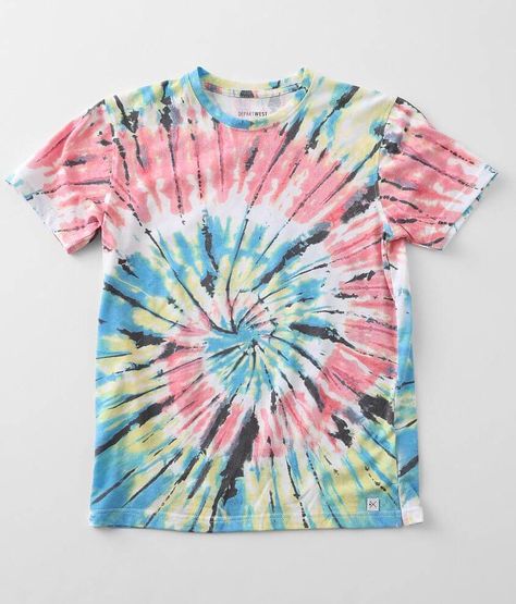 Boys - Departwest Flair Tie Dye T-Shirt - Pink/Green/Blue Small Black Washed t-shirt Matching men's sku 440180. 55% Cotton, 45% Polyester. Machine wash cold with like colors. Non-chlorine bleach when needed. Tumble dry low. Warm iron if needed. Do not iron decoration. Do not dry clean.. BOYS' SIZE CONVERSION CHART SIZE XS S M L XL BOYS' SIZES 6 8 10-12 14-16 18-20 WAIST 23 24 25 26 27 *Conversion sizes may vary. Apparel & Accessories > Clothing > Shirts & Tops Tie Dye Designs Pattern, Tie Dye Supplies, Cheap Men's Tie-dye Tops, Unisex Tie Dye Short Sleeve T-shirt, Playful Tie Dye Short Sleeve T-shirt, Tie Dye Patterns Diy, Hand Dyed Tie-dye Short Sleeve T-shirt, Playful Tie-dye Short Sleeve T-shirt, Bleach Tie Dye