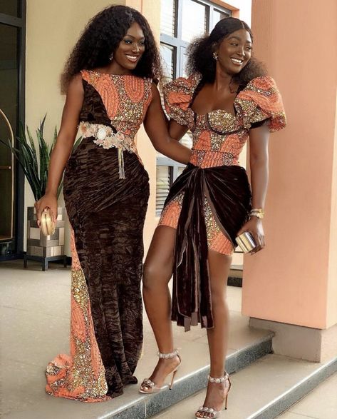 Nollywood Actress Linda Osifo and Designer Tolu Bally Aso Ebi Style, Latest Aso Ebi Styles, Ankara Long Gown Styles, Combination Fashion, Ankara Gowns, Ankara Gown, Ankara Gown Styles, Latest Ankara Styles, Aso Ebi Styles