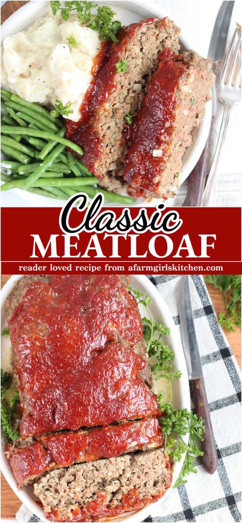 Meatloaf with glaze on white oval serving plate. Grandmas Meatloaf Recipes, Grandmas Meatloaf, Easy Homemade Meatloaf, The Best Meatloaf Recipe, Old Fashioned Meatloaf, Best Meatloaf Recipe, The Best Meatloaf, Best Easy Dinner Recipes, Homemade Meatloaf