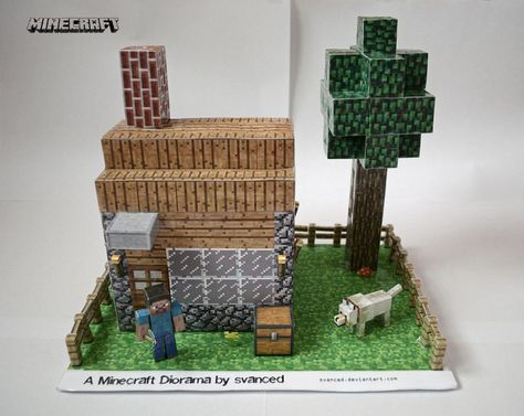 Minecraft Diorama by svanced 1 +DOWNLOAD by svanced on DeviantArt Minecraft Diorama, Minecraft Paper, Minecraft Papercraft, Minecraft Templates, Paper Diorama, Minecraft Printables, Papercraft Download, Diy Minecraft, Minecraft Bedroom