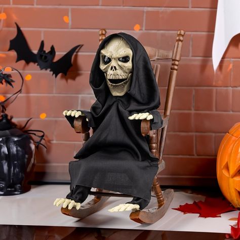 Candieslife 15 '' Animated Rocking Grim Reaper in Chair Halloween Decoration Halloween Skeleton Decorations, Funny Toys, Grim Reaper, Halloween Funny, Halloween Decorations, Halloween, Funny