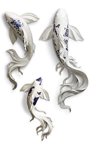 White Koi Fish, Fish Sculptures, Koi Painting, Koi Fish Drawing, Drywall Art, Wall Decor Blue, Ikan Koi, Koi Art, Koi Fish Tattoo