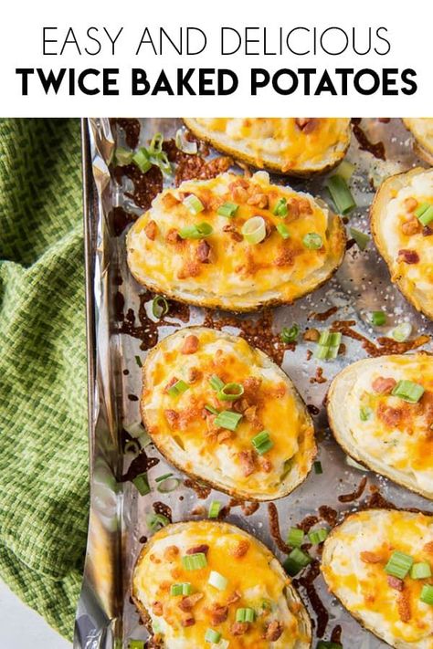 Easy twice baked potatoes are creamy, cheesy and delicious! This is a classic recipe that the entire family will love. Easy Twice Baked Potatoes, Russet Potato Recipes, Healthy Potatoes, Baked Bbq Chicken, Scalloped Potatoes Cheesy, Scalloped Potato Recipes, Baked Potato Recipes, Vegetables Recipes, Instant Pot Pork