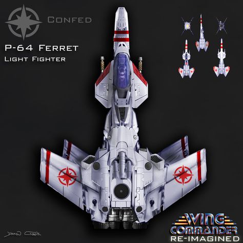 Wing Commander Re-Imagined. P-64 Ferret by dczanik Star Citizen Ships, Wing Commander, Space Fighter, Starship Concept, Space Craft, Sci Fi Ships, Spaceship Concept, Space Ships, Spaceship Design