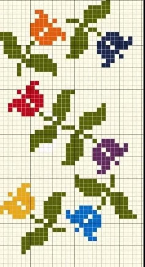 Mini Cross Stitch Flowers, Marvel Cross Stitch, 123 Cross Stitch, Bargello Patterns, Cross Stitch Border Pattern, Graph Crochet, Tapestry Crochet Patterns, Pola Kristik, Cross Stitch Patterns Flowers