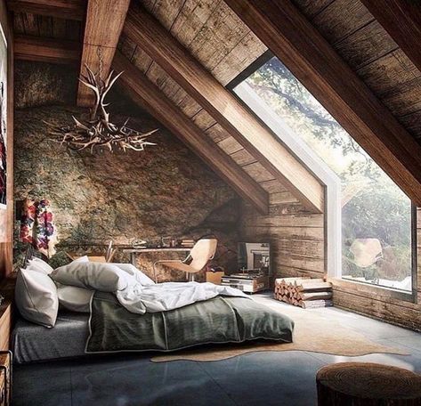 60 Industrial Bedroom Ideas and Design Tips to Try - Cozy Home 101 Log Cabin Interior Design, Hipster Room, How To Build A Log Cabin, Cabin Interior Design, Log Cabin Interior, Cabin Bedroom, Industrial Bedroom, Interior Minimalista, Attic Renovation