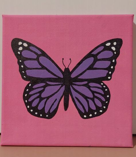 Things To Paint Butterfly, Simple Paintings Butterfly, Canvas Painting Ideas Butterflies, 16×20 Canvas Painting, Butterfly Simple Painting, Easy But Cute Paintings, Purple Butterfly Drawing, Easy Butterfly Painting On Canvas, Simple Butterfly Painting